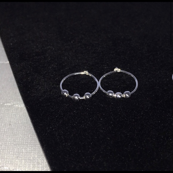 Sterling Silver Beaded Hoop Earrings Set of 3. NWT - Picture 5 of 12